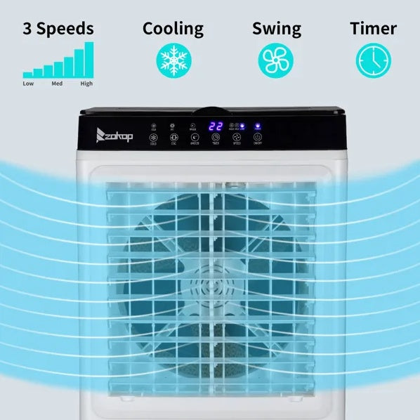 Portable Evaporative Cooler, 2353 CFM, 4 Ice Packs, Remote, Indoor/Outdoor Use