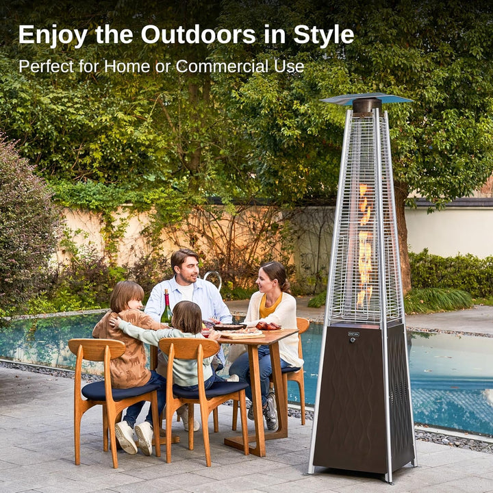 Pyramid Patio Heater, 48,000 BTU Quartz Glass Outdoor Heater