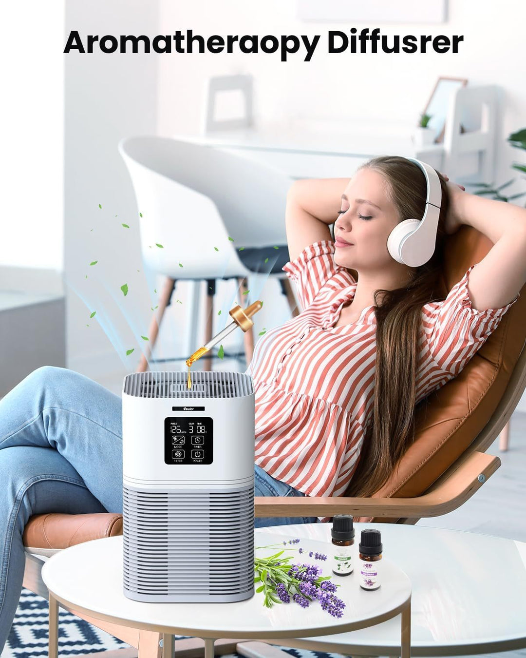 Smart Desktop Air Purifier, H13 HEPA, Auto Mode, Aroma, 169 ft² Coverage