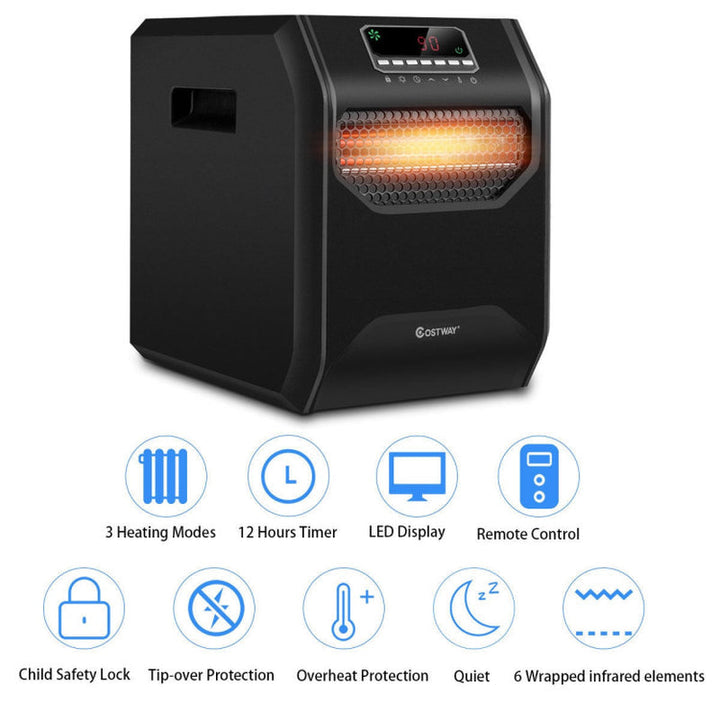 12H Timer Portable Electric Space Heater, Remote Control, Compact