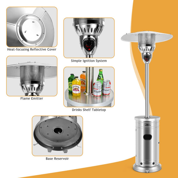 48000 BTU Outdoor Patio Heater with Simple Ignition System, Stainless Steel