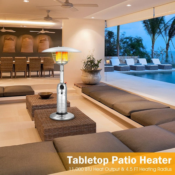 11000 BTU Tabletop Propane Patio Heater, Portable Flame Design - UFOHEATERS