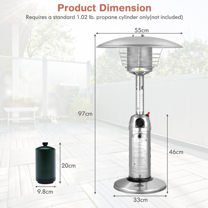 11000 BTU Tabletop Propane Patio Heater, Portable Flame Design - UFOHEATERS