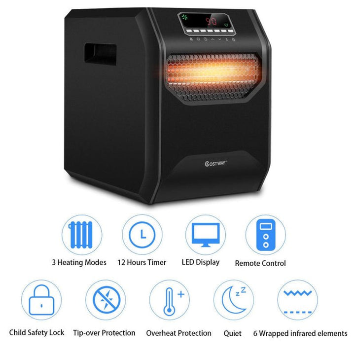12H Timer Portable Electric Space Heater, Remote Control, Compact - UFOHEATERS
