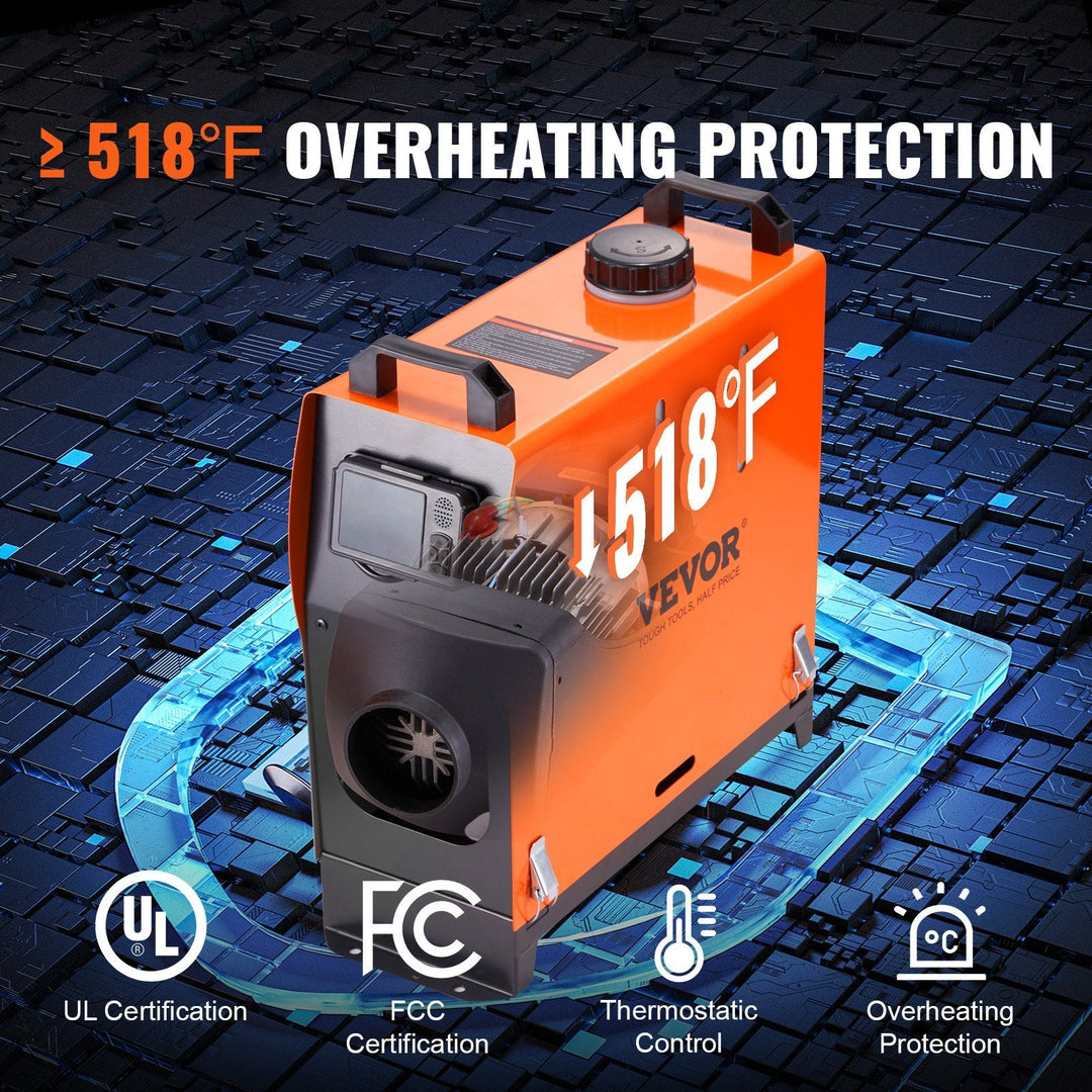 12V 8KW Diesel Air Heater, Bluetooth & LCD, VEVOR All - in - One for RV, Garage, Car - UFOHEATERS