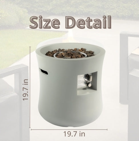 20″ Round Propane Fire Pit Table, Graphite Base, With Cover & Lava Rocks