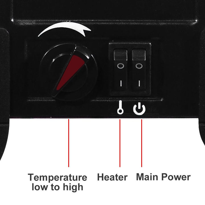 14 - Inch Electric Fireplace Heater, 1400W, Freestanding Iron Stove with Fake Firewood, US Plug - UFOHEATERS