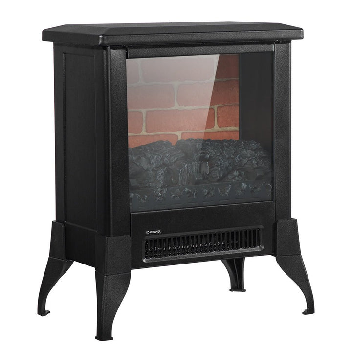 14 - Inch Electric Fireplace Heater, 1400W, Freestanding Iron Stove with Fake Firewood, US Plug - UFOHEATERS