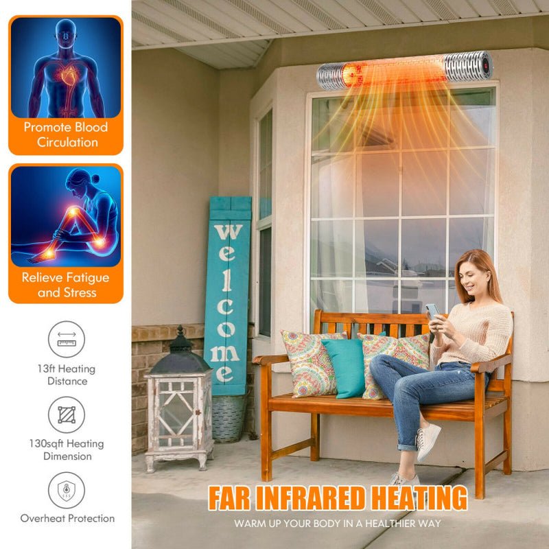 1500W Far Infrared Wall - Mounted Electric Heater, Silver Finish, Indoor Outdoor - UFOHEATERS
