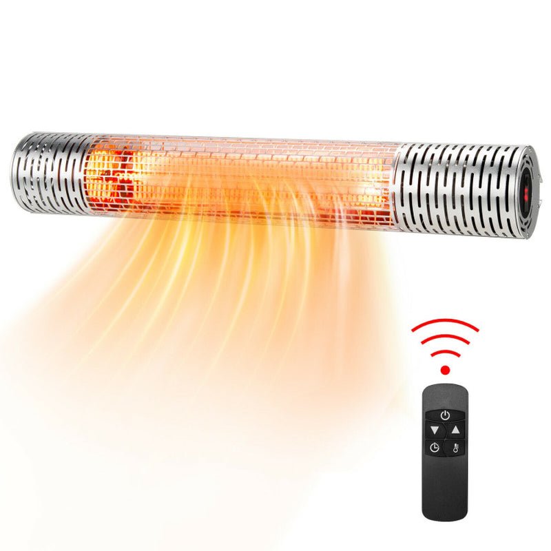 1500W Far Infrared Wall - Mounted Electric Heater, Silver Finish, Indoor Outdoor - UFOHEATERS