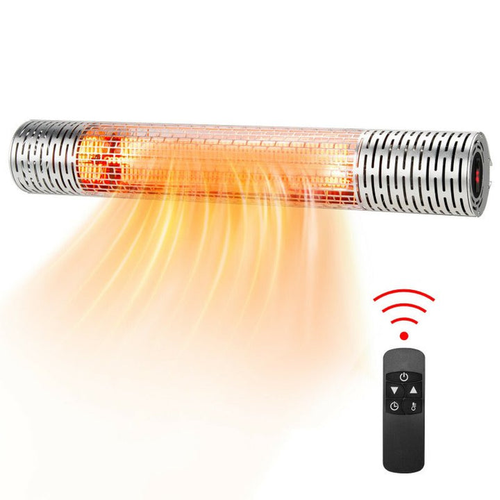 1500W Far Infrared Wall - Mounted Electric Heater, Silver Finish, Indoor Outdoor - UFOHEATERS