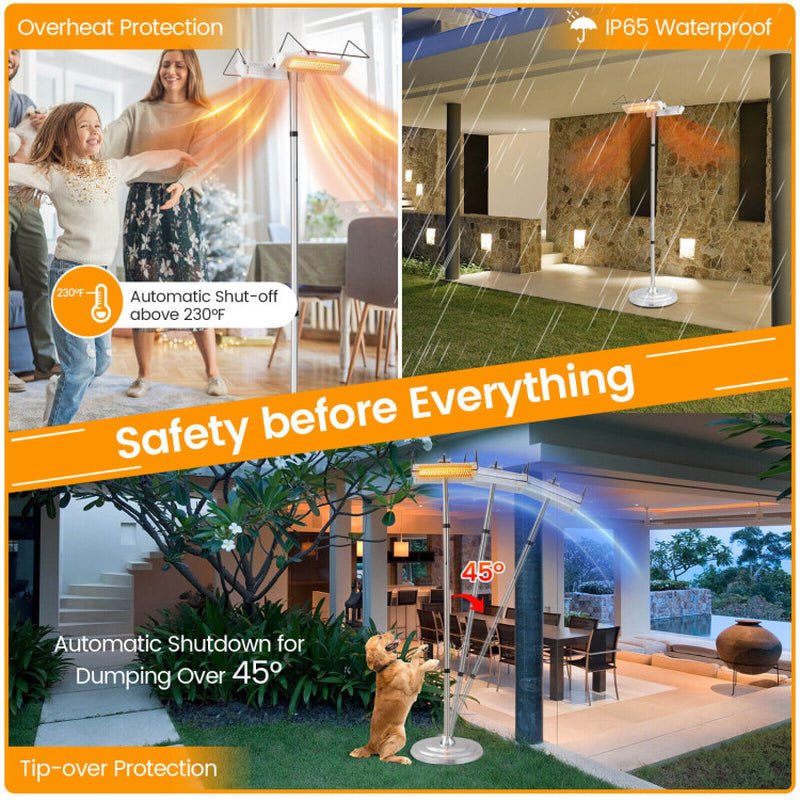 1500W Freestanding Electric Heater, Double - Sided Infrared Panels - UFOHEATERS