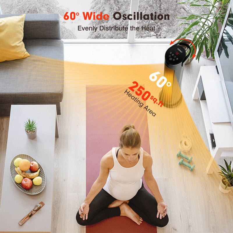 1500W PTC Ceramic Electric Space Heater with Remote, Quiet & Efficient, Black - UFOHEATERS