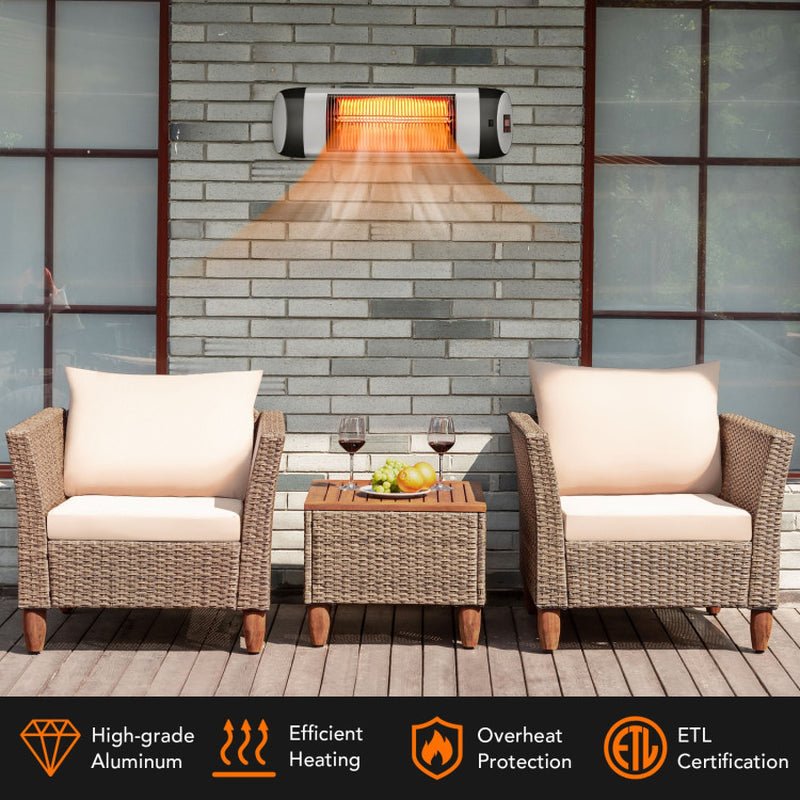 1500W Wall - Mounted Electric Patio Infrared Heater with Remote, Weatherproof Design - UFOHEATERS