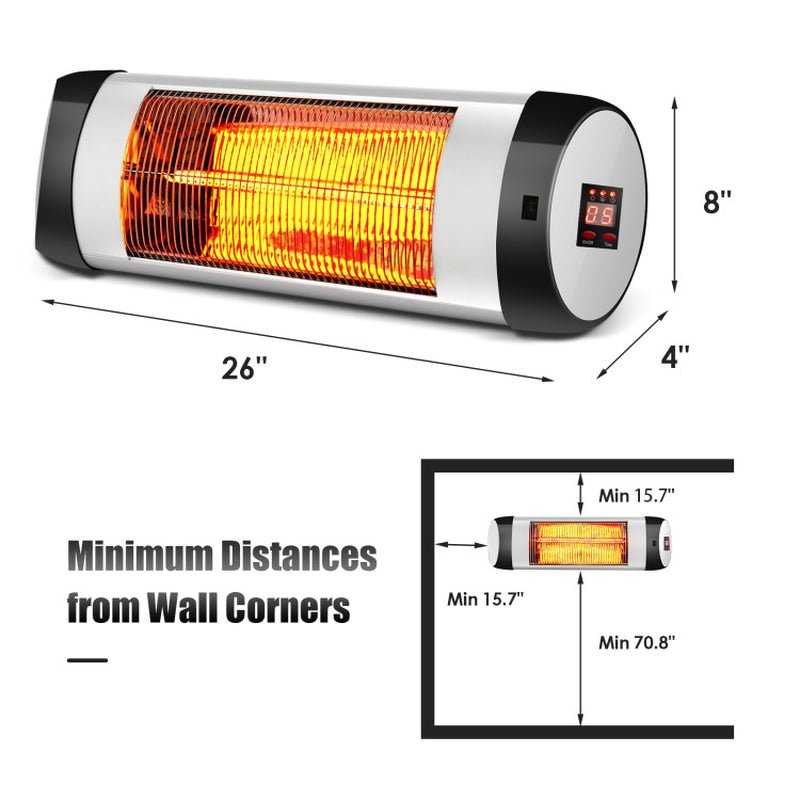 1500W Wall - Mounted Electric Patio Infrared Heater with Remote, Weatherproof Design - UFOHEATERS