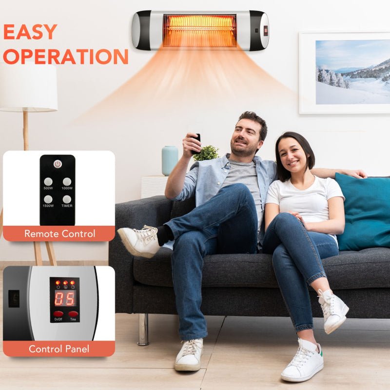 1500W Wall - Mounted Electric Patio Infrared Heater with Remote, Weatherproof Design - UFOHEATERS