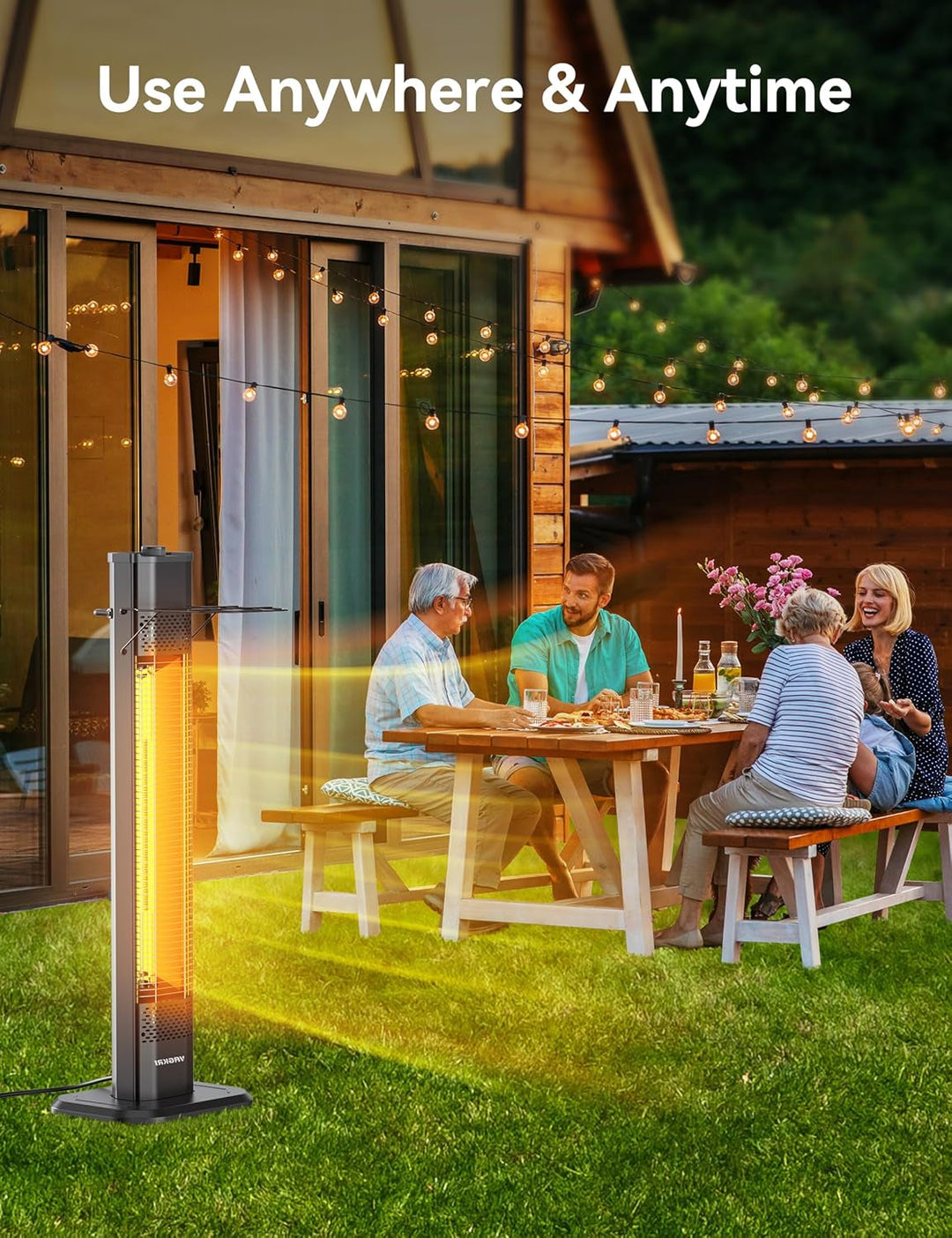 1500W Wall-Mounted Electric Heater for Patio and Indoor Use, Quiet Infrared Heating