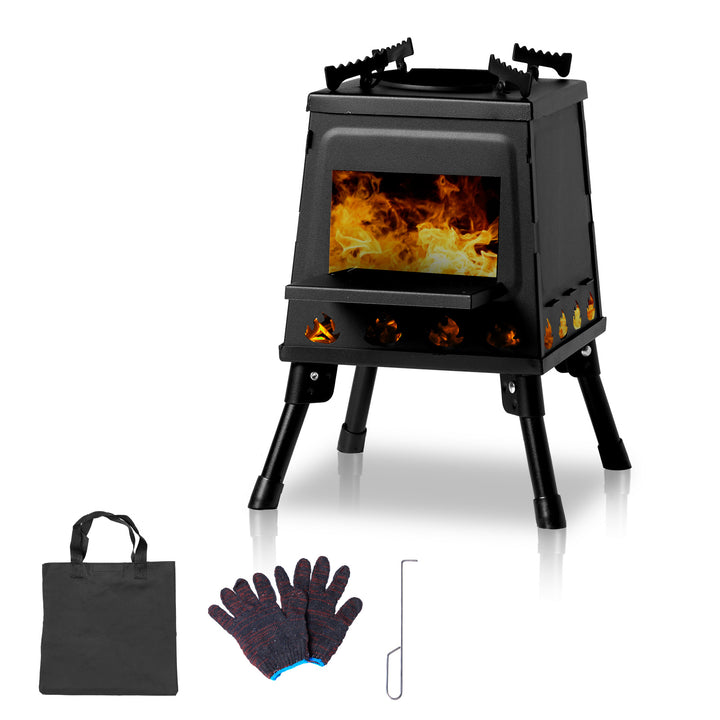 Black Iron Camping Stove, Compact & Detachable, Portable Outdoor Heater