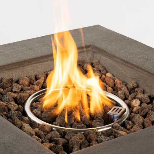 28 Inch Square Stone Propane Fire Pit, Concrete, Outdoor Gas Table