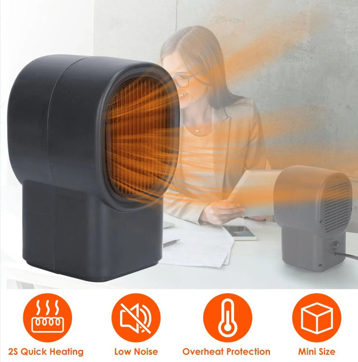 500W Mini Desktop Electric Space Heater, Personal Portable Fan Style