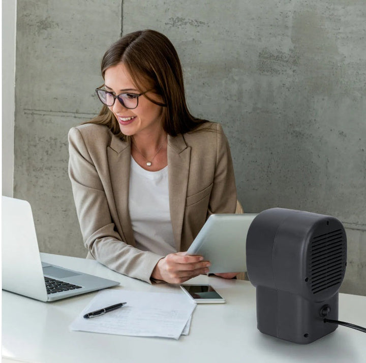 500W Mini Desktop Electric Space Heater, Personal Portable Fan Style