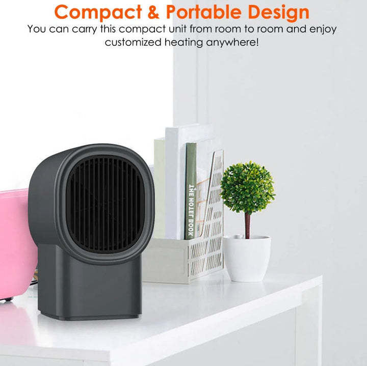 500W Mini Desktop Electric Space Heater, Personal Portable Fan Style
