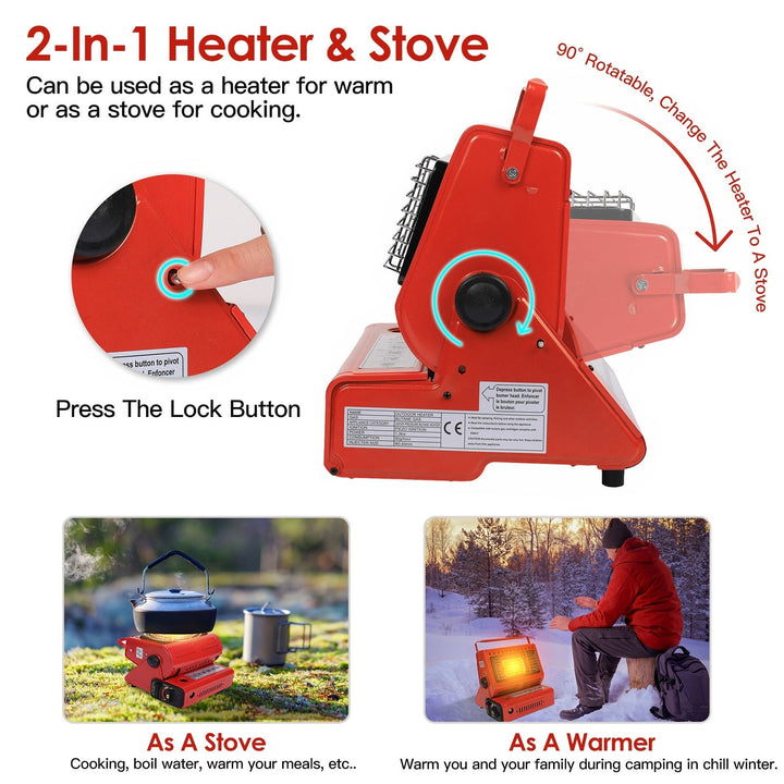 2 - in - 1 Portable Butane Gas Heater & Stove, Outdoor Camping & Cooking Use - UFOHEATERS