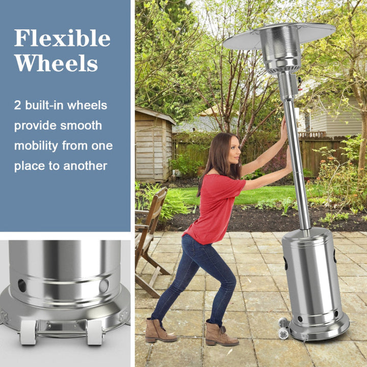 50000 BTU Stainless Steel Propane Patio Heater, Outdoor Use with Piezo Ignition