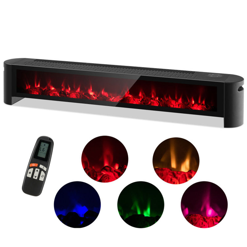 1400W Baseboard Electric Heater with Realistic Multicolor Flame, Indoor Use