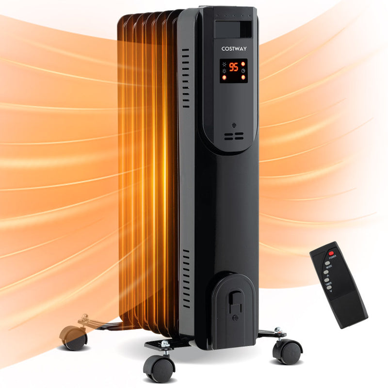 Oil-Filled Radiator Heater, Adjustable Thermostat, Silent Operation