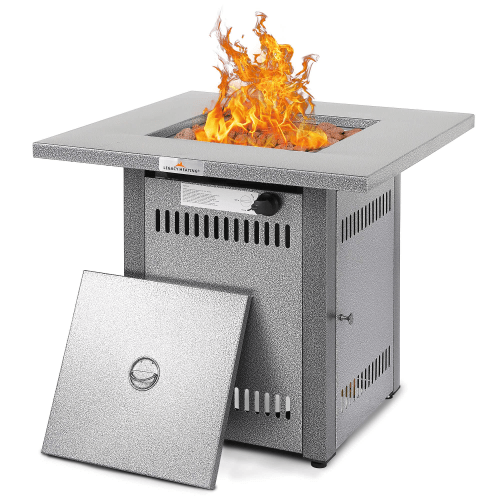 28″ Square Propane Gas Fire Pit Table, Outdoor Patio Fireplace Table - UFOHEATERS