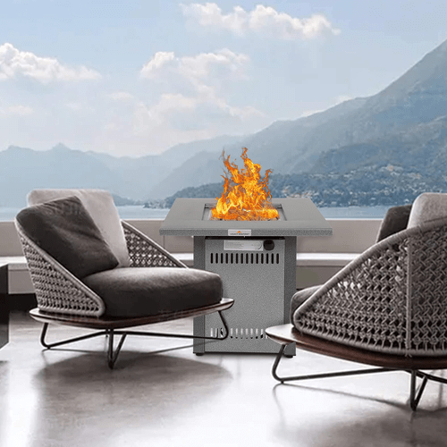 28″ Square Propane Gas Fire Pit Table, Outdoor Patio Fireplace Table - UFOHEATERS