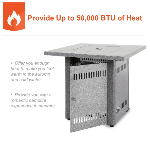 28″ Square Propane Gas Fire Pit Table, Outdoor Patio Fireplace Table - UFOHEATERS