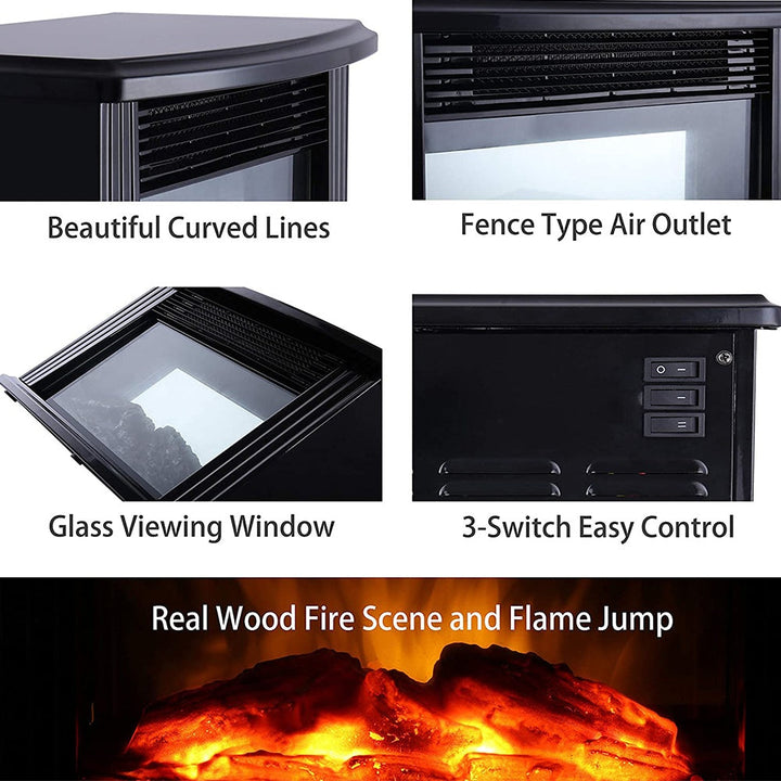 European Electric Fireplace Heater, LED Flame Effect, Stylish Indoor Heating