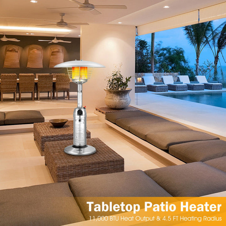 11000 BTU Tabletop Propane Patio Heater, Portable Flame Design