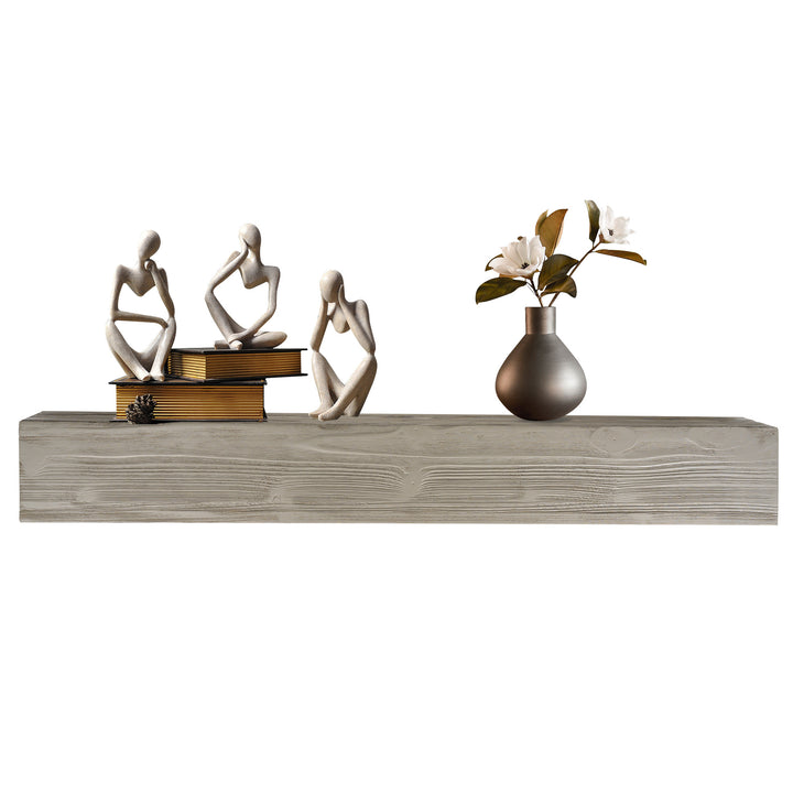 Rustic Floating Wood Mantel, Wall Shelf for Fireplaces & Home Décor
