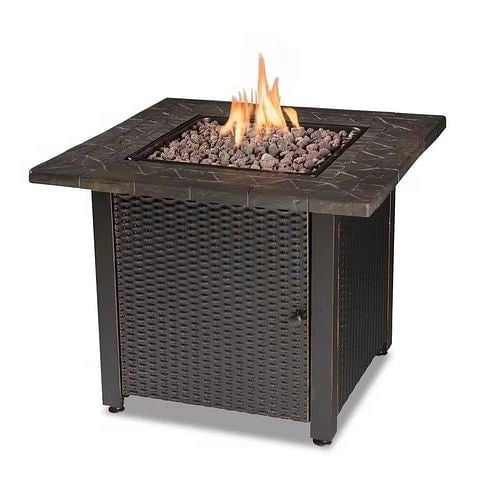 30 Inch Bronze Propane Fire Pit, Lava Rocks, Outdoor Gas Fire Table - UFOHEATERS