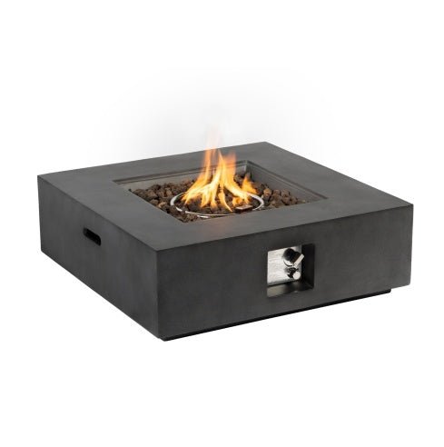35″ Outdoor Propane Fire Pit Table, 50,000 BTU, Square Stone Planter Base with Stainless Burner - UFOHEATERS