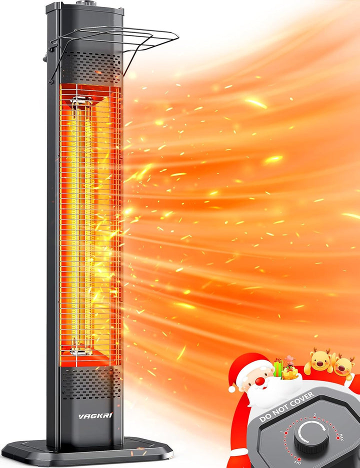 1500W Wall-Mounted Electric Heater for Patio and Indoor Use, Quiet Infrared Heating