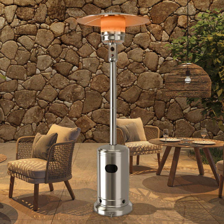 50000 BTU Stainless Steel Propane Patio Heater, Outdoor Use with Piezo Ignition