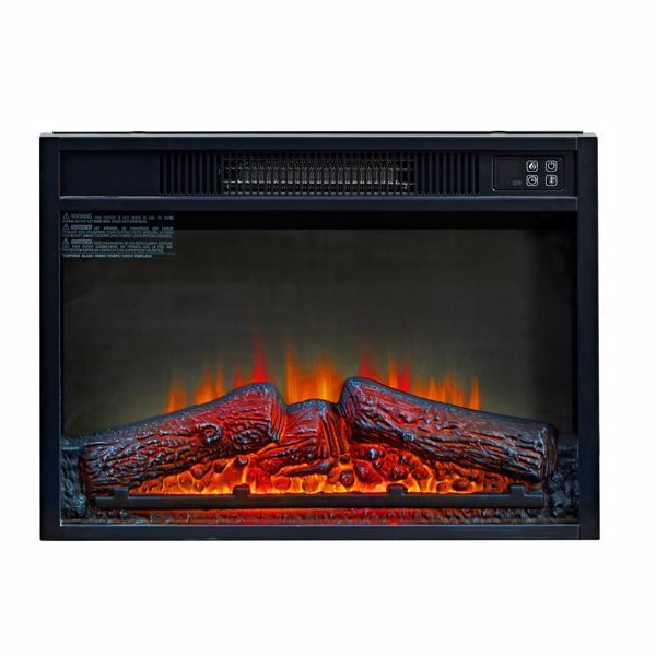 23″ 3D Infrared Electric Fireplace, Black Iron Stove, Remote Control, 1400W, Indoor Use