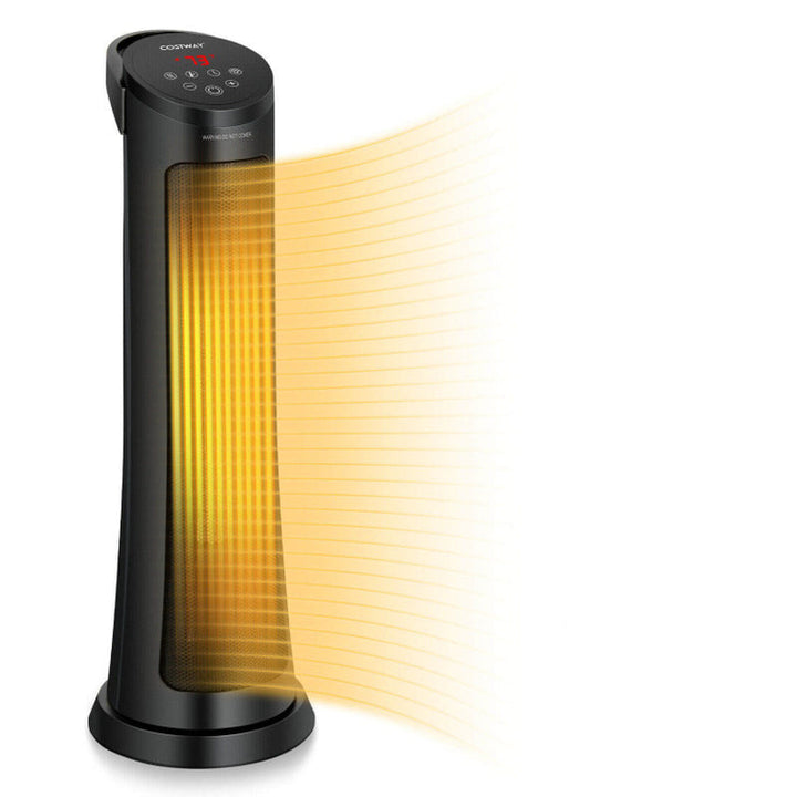 1500W PTC Ceramic Electric Space Heater with Remote, Quiet & Efficient, Black