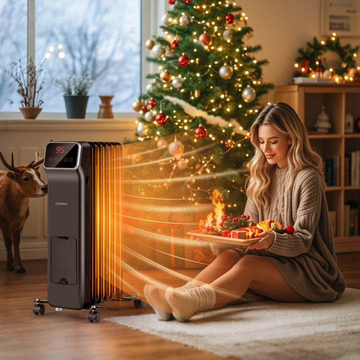 1500W Oil-Filled Radiator Heater, Remote Control & Timer