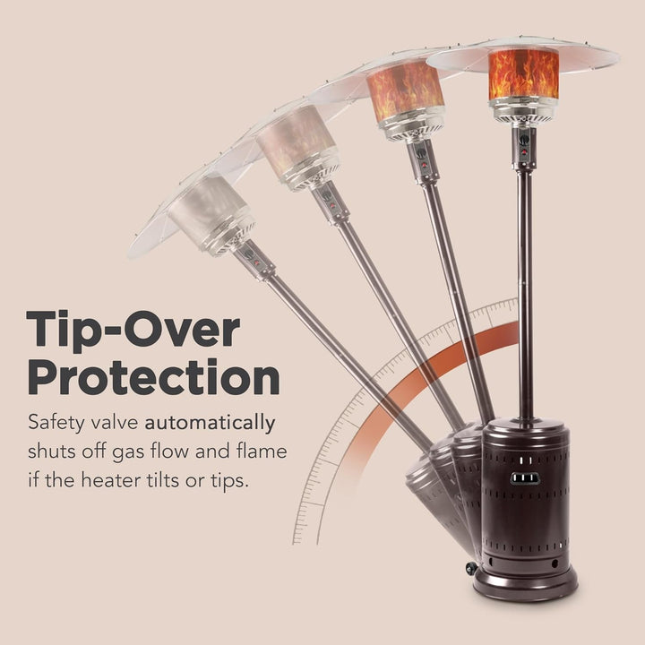 46000 BTU Commercial Outdoor Propane Patio Heater with Wheels, Havana Bronze Finish - UFOHEATERS