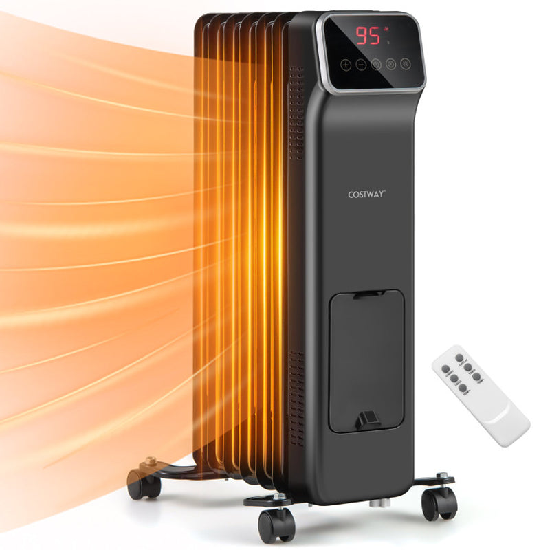 1500W Oil-Filled Radiator Heater, Remote Control & Timer
