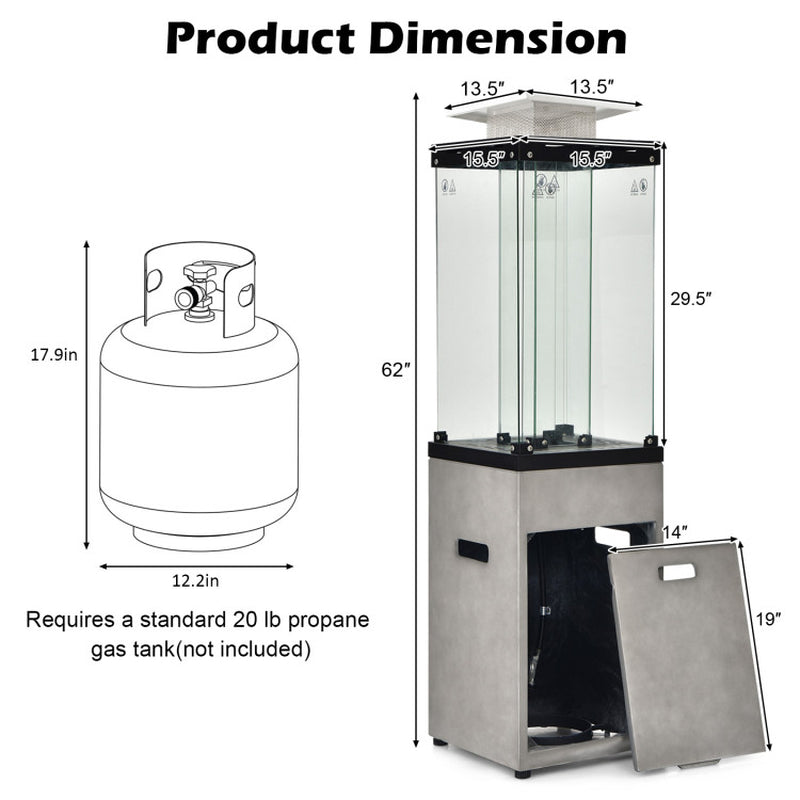 41000 BTU Propane Patio Heater with Metal Hood, Outdoor Use
