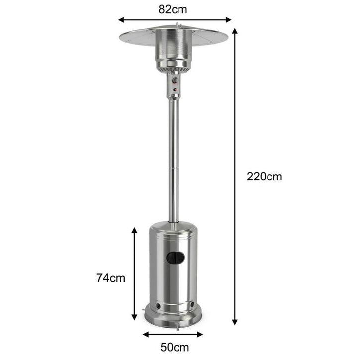 50000 BTU Stainless Steel Propane Patio Heater, Outdoor Use with Piezo Ignition