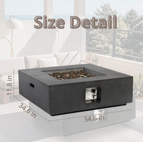 35 Inch Square Stone Propane Fire Pit, Planter Base, Outdoor Gas