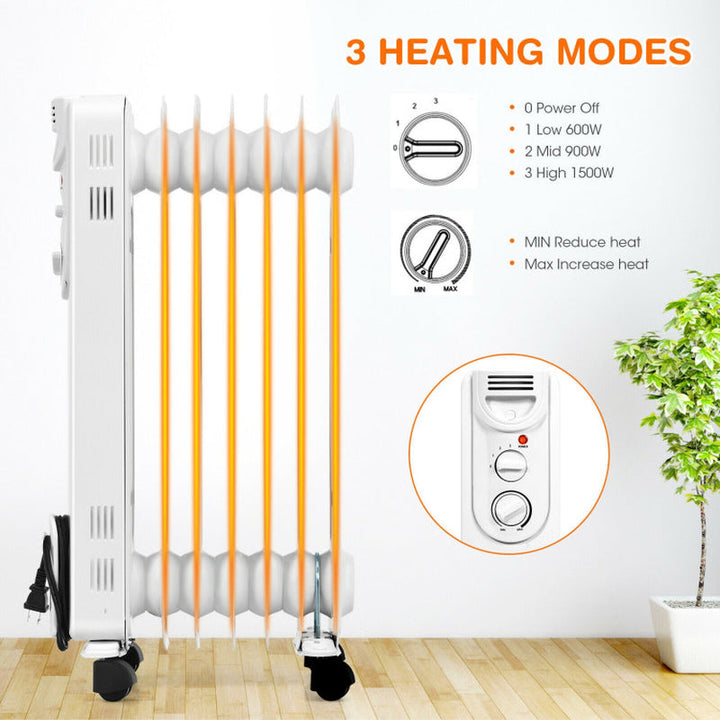 1500W Electric Space Heater, 3 Heat Settings, Safety Features