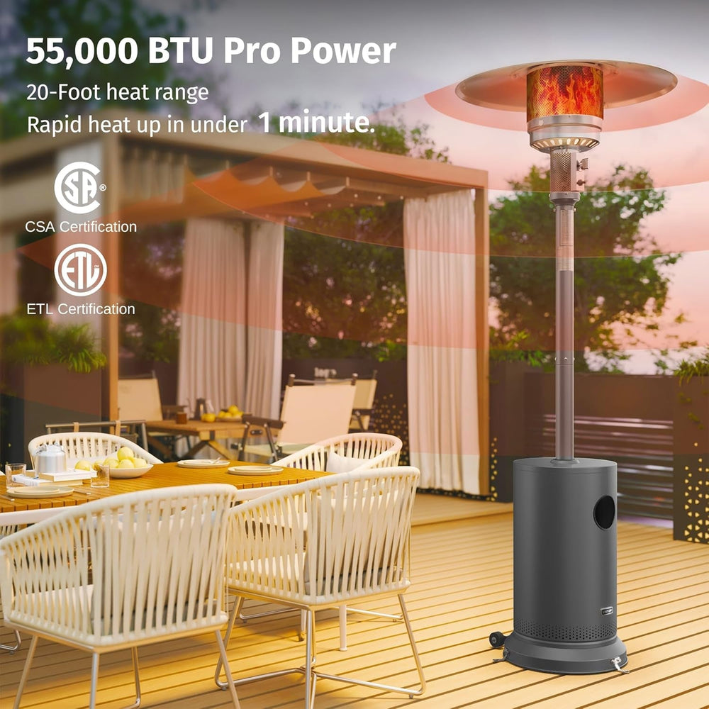 55000 BTU Propane Patio Heater, Round Table, Stainless Steel Body - UFOHEATERS